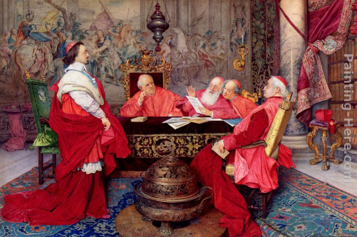 Cardinal Richelieu And His Council painting - Guiseppe Signorini Cardinal Richelieu And His Council art painting